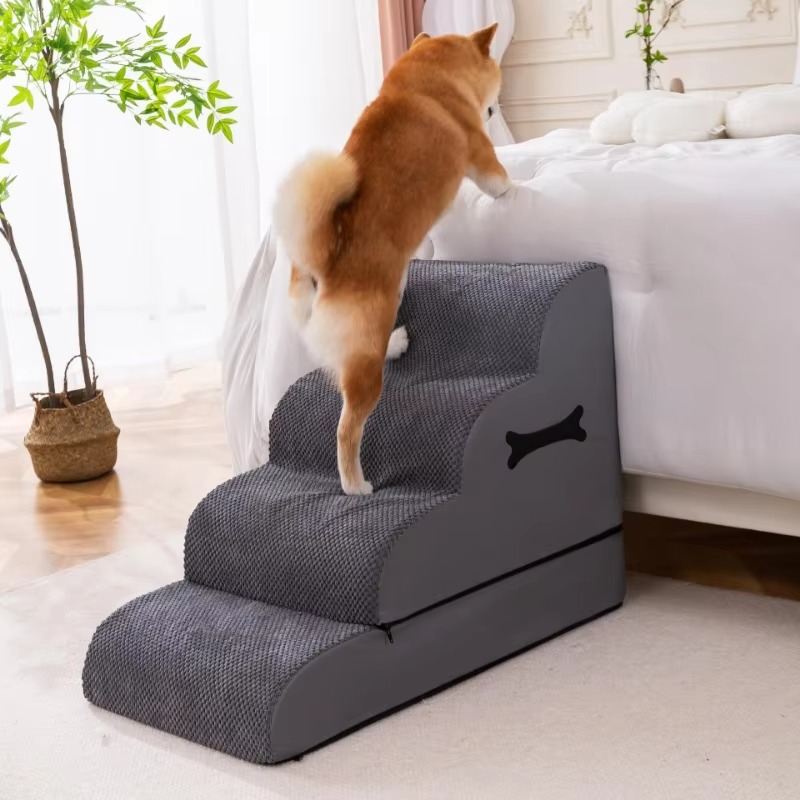 Buede hundetrapper for små og mellomstore kjæledyr – Sofa og seng tilgangstrinn Luvikno