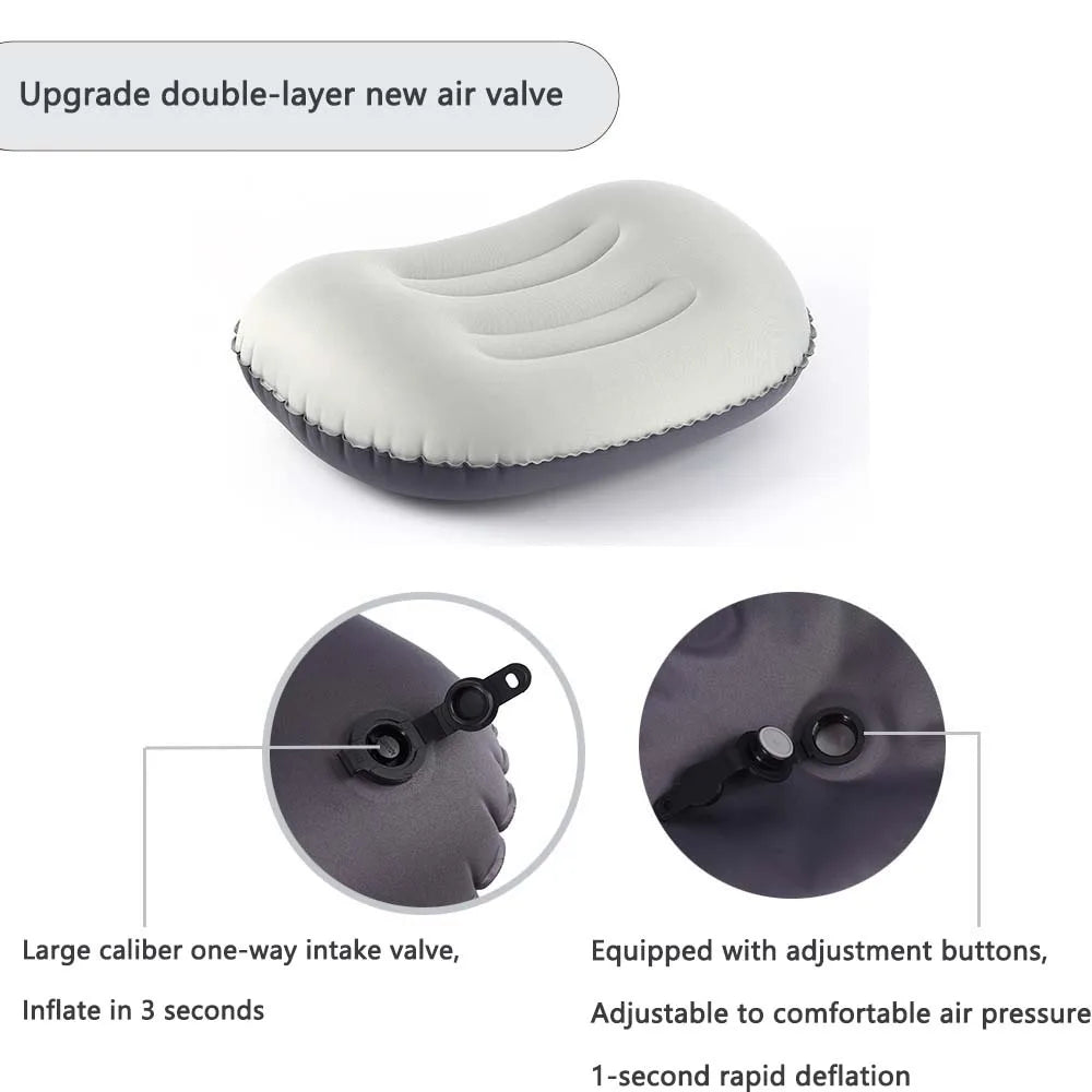 Luvikno | AirNest Oppblåsbar Utendørspute | Komprimerbar & Sammenleggbar | Nakke Støtte for Camping, Fotturer & Reise