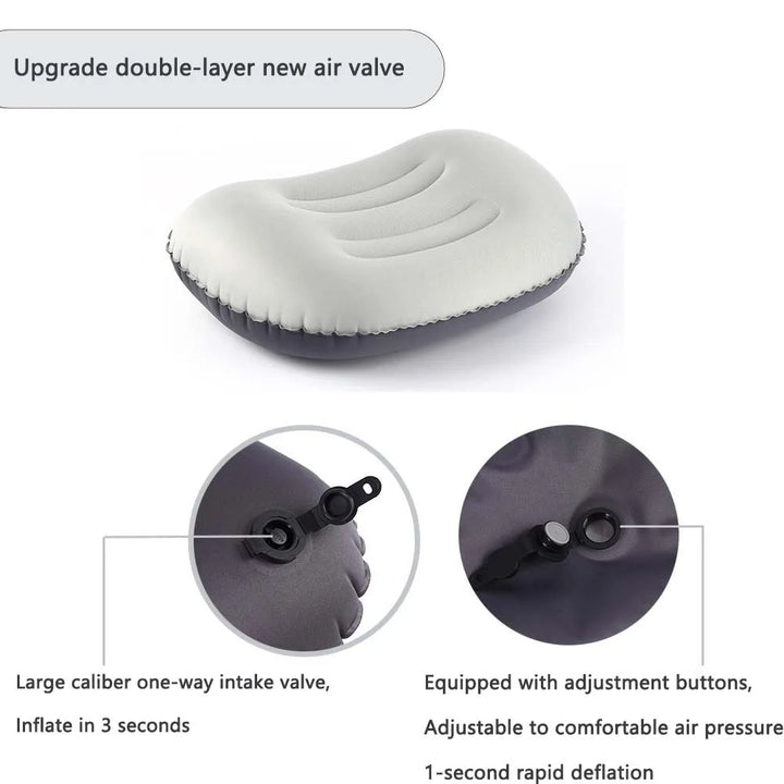 Luvikno | AirNest Oppblåsbar Utendørspute | Komprimerbar & Sammenleggbar | Nakke Støtte for Camping, Fotturer & Reise