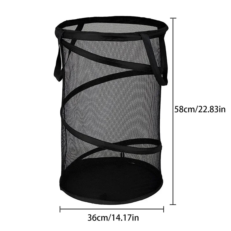 Luvikno | SPIRAFOLD Vaskekurv | Sammenleggbar & Pustende | Mesh-design med bærehåndtak | For hjem, bad og studentleilighet