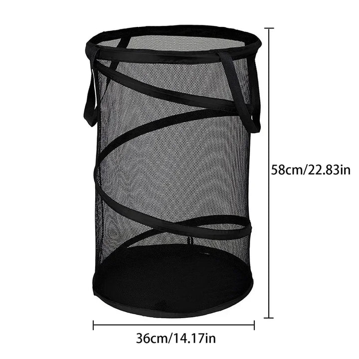 Luvikno | SPIRAFOLD Vaskekurv | Sammenleggbar & Pustende | Mesh-design med bærehåndtak | For hjem, bad og studentleilighet