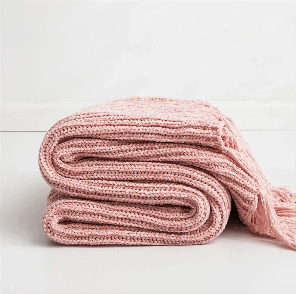 HeartCozy Blanket – Luxe Chenille Blanket with Heart Fringes Luvikno