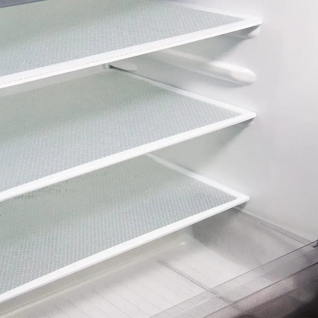 Luvikno | FridgeGuard 4-delt sett kjøleskapsmatter | EVA-materiale | Vaskbare, muggresistente & oljeavvisende | For kjøleskap, skuffe & hyller