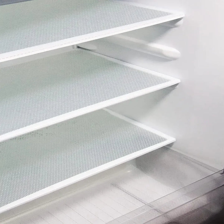 Luvikno | FridgeGuard 4-delt sett kjøleskapsmatter | EVA-materiale | Vaskbare, muggresistente & oljeavvisende | For kjøleskap, skuffe & hyller