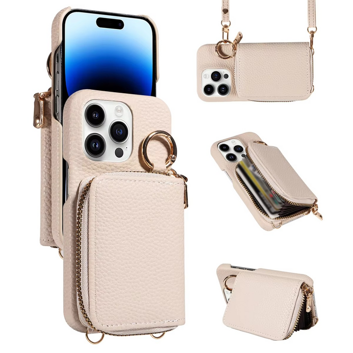 Premium lær Multi-Function iPhone-deksel med anti-degauss beskyttelse Luvikno