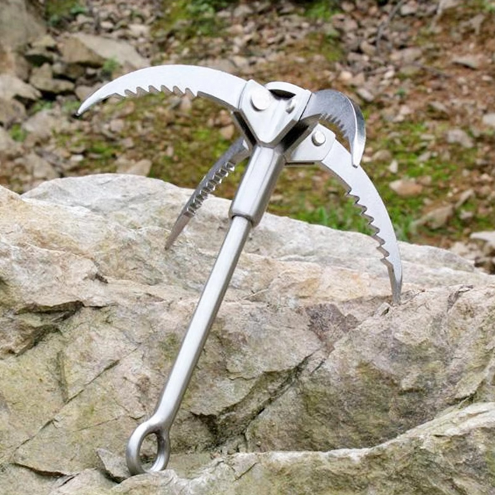 Rustfritt Stål Kompakt Sammenleggbart Grappling Hook & Klatreklau Luvikno