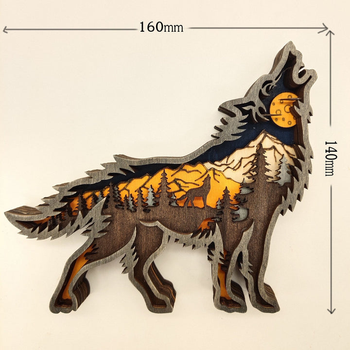Nightglow Wooden Craft Wolf Decor | Luvikno