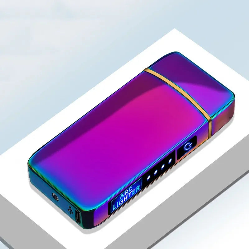 Luvikno | Oppladbar USB plasma lighter med vindbestandig dobbel bueflamme – Stilig metalldesign for innendørs og utendørs bruk