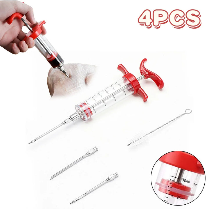 Luvikno | FLAVORYX Marinade Injector | Kjøttinjektor for BBQ & Steking | Med rustfritt stålnåler for flytende & kryddermarinader | 60 ml volum