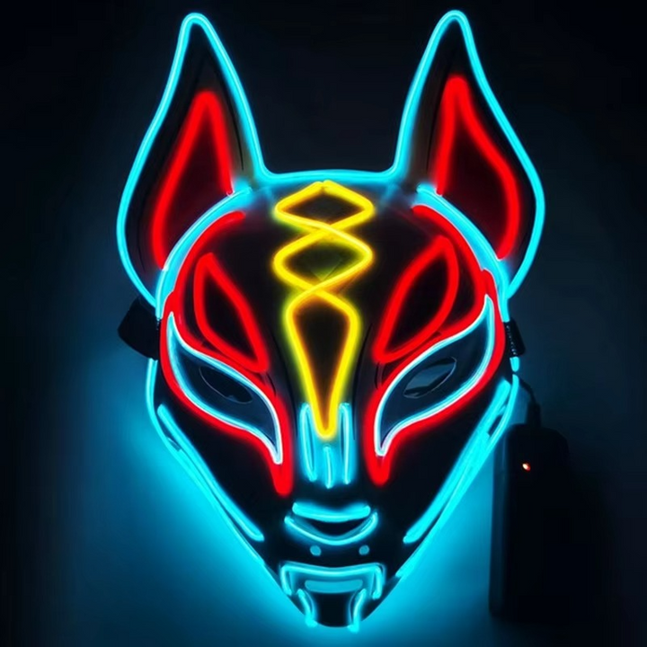 Luminous LED Full Face Fox Maske for Halloween & Cosplay Luvikno