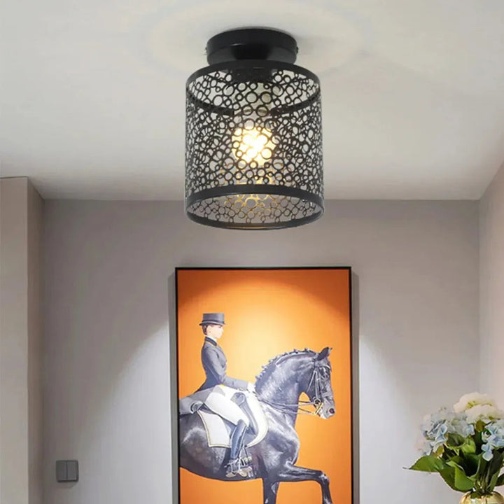 Industriell Loftlampe med Åpen Ramme i Vintage Stil Luvikno