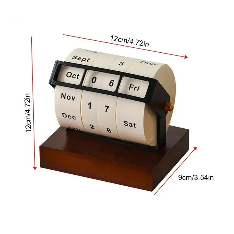 Mid-Century Rotating Wooden Perpetual Desk Calendar | Luvikno