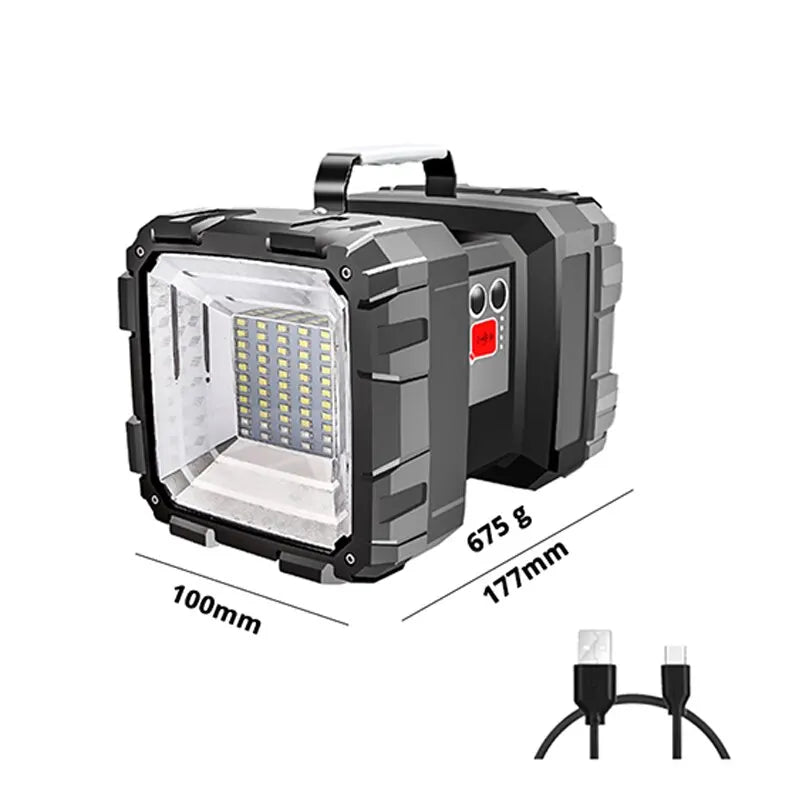 Luvikno | LED Batteri Spotlight DualonX Pro | 40 W | Dobbel Lampe med 7 Lys Moduser | Oppladbar & Vanntett IP64 | Power Bank Funksjon