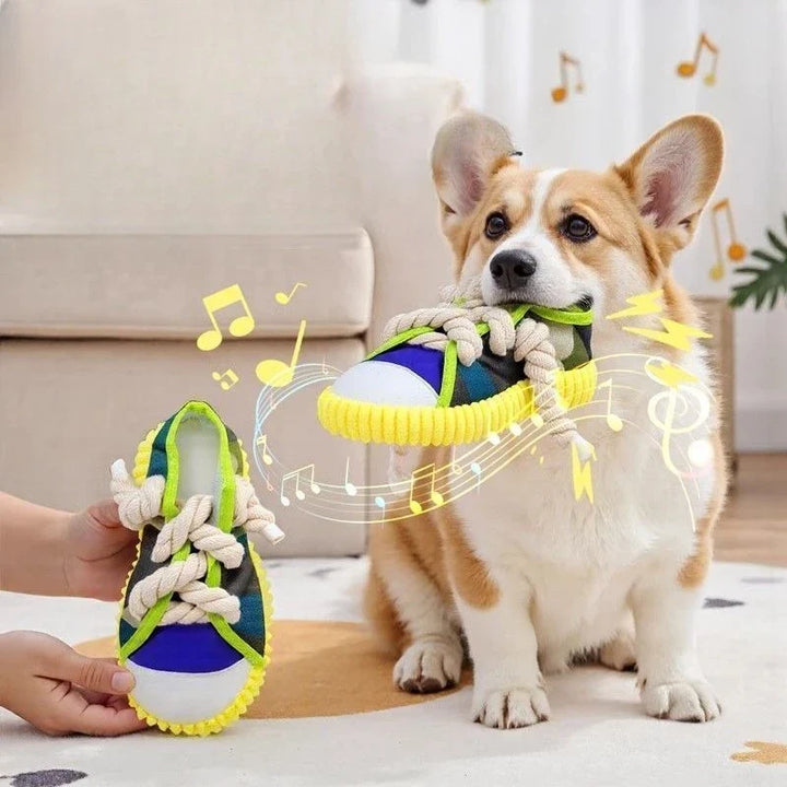 Robust hundelekene sneakers med tau og squeak-funksjon Luvikno