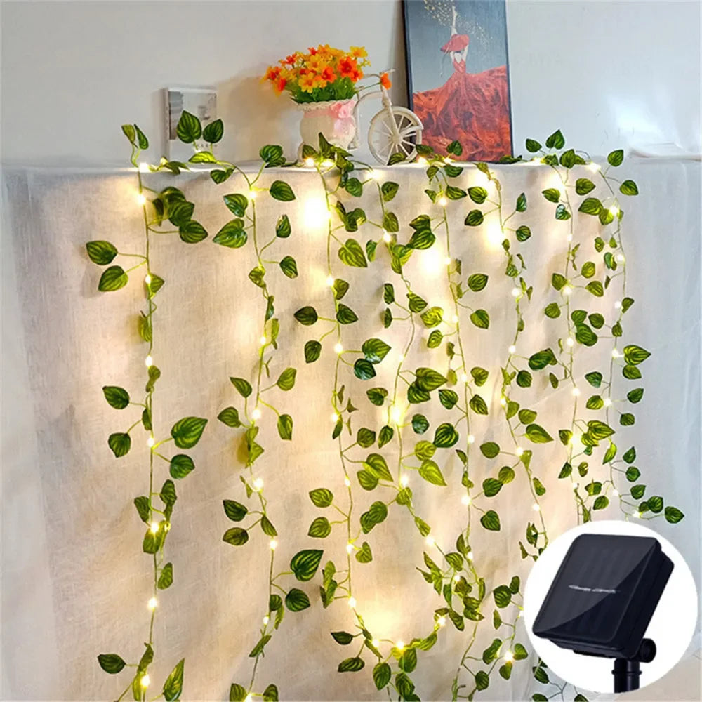 Luvikno | Solare fairy lights SoliBlossom | Solsikke dekor med blader | Varm hvit | 8 moduser | For hage, gjerde & bryllup