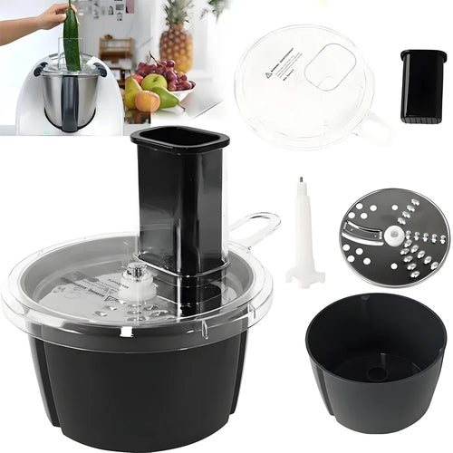 Luvikno | MixWerk Thermomix Kuttesett for TM6 & TM5 | Grønnsakskutter & Rivjern | Skjæretilbehør for reddiker & søtpoteter | Tilbehør med beholder