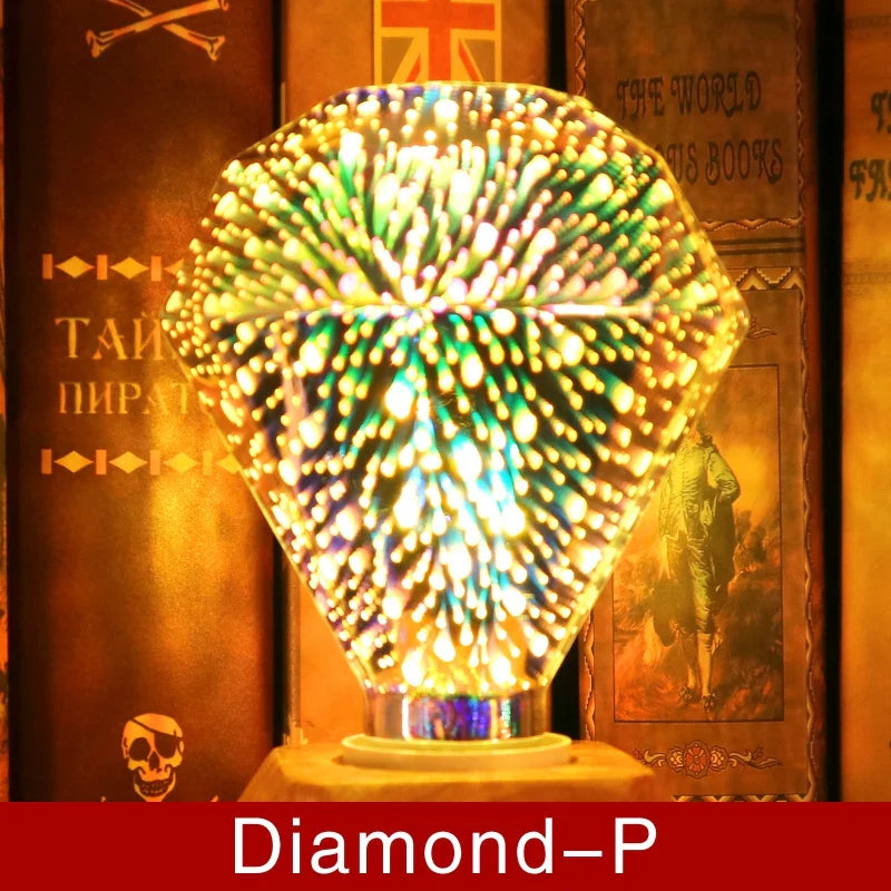 3D LED-pære | Vintage fyrverkeri effektlampe med E27 sokkel | 6W 85–265V | Dekor, fest- og julebelysning | Auravia Luvikno