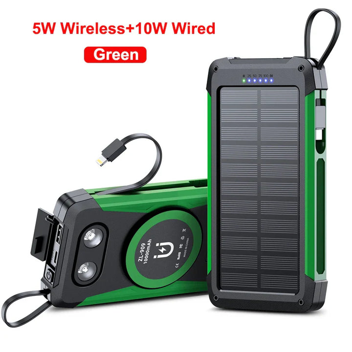 Luvikno | Voltaris MagCharge Solenergi Powerbank 10000mAh | Magnetisk Trådløs Lading | 22.5W Hurtigladefunksjon | Med Kabel & Lommelykt | For iPhone, Samsung & Co.