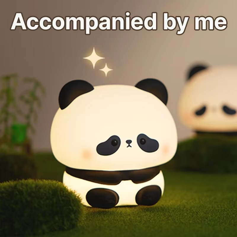 Panda Berøringsaktivert Silikon LED Nattlampe – USB-ladbar, Synkroniserbar Myk Glød Lampe Luvikno