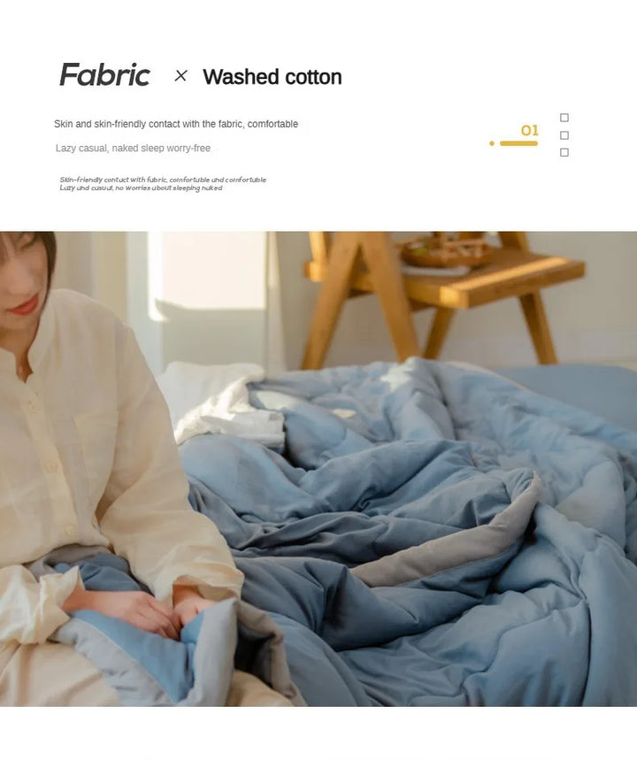 2024 Japansk bomull-polyester sommerdyne – Lett, vaskbar, hudvennlig ensfarget dyne | Luvikno