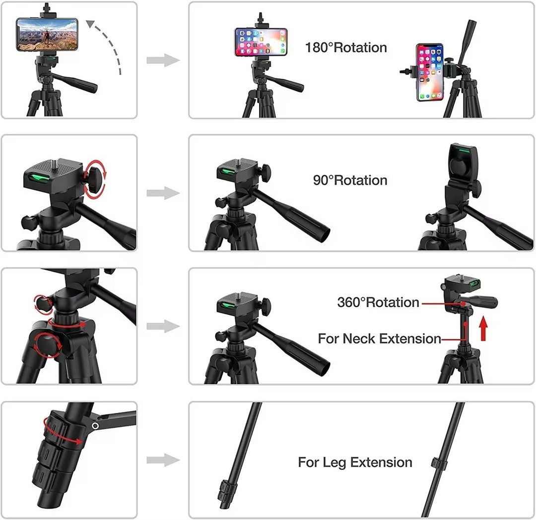 Universelt lett stativ med Bluetooth-fjernkontroll for smarttelefoner og DSLR-kameraer Luvikno