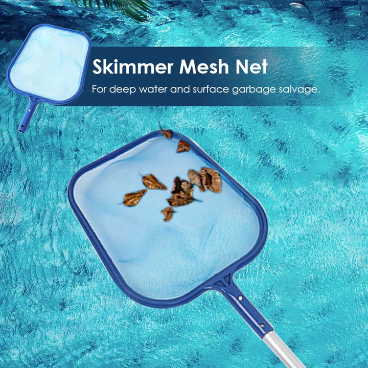 Luvikno | AquaSift Pool Skimmer med teleskopisk håndtak | Bladskimmer for basseng og dam | Solid nett | Rengjøring for basseng og spa