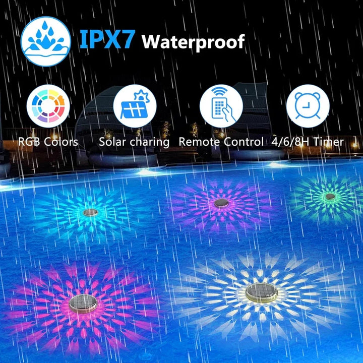 Luvikno | Solar-Poollight LumiFloat RGB | Flytende LED Lys med Farge Endring | IPX7 Vanntett | For Basseng, Boblebad & Fest