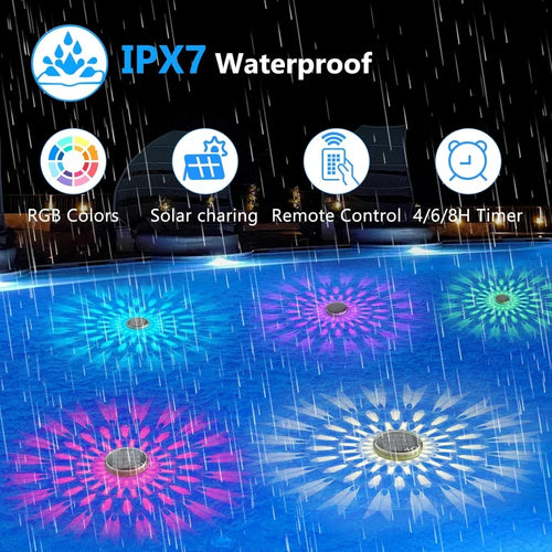 Luvikno | Solar-Poollight LumiFloat RGB | Flytende LED Lys med Farge Endring | IPX7 Vanntett | For Basseng, Boblebad & Fest