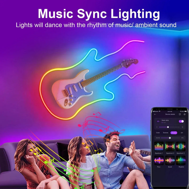 LED RGB-Bånd - Neon-Ambiente - Musikk-Synkronisering - USB - TV- og Soveromsdekorasjon | Luvikno