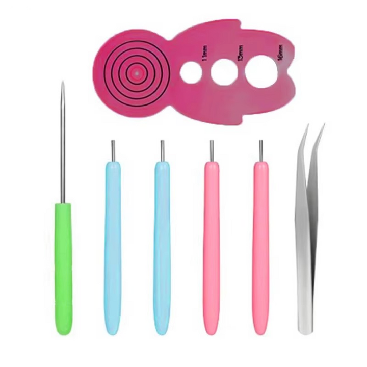 Quilling Paper Tool Set with Spalter Pen, Tweezers, Needle Plates, and Craft Accessories – 7, 6, or 12 Piece Kit Luvikno