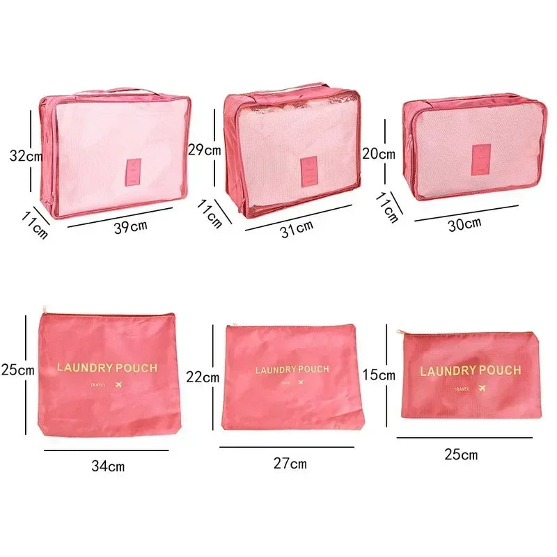 Luvikno | ReiseLina Bagasjeorganisatorsett | 6-delt | Vanntett & Plassbesparende | Laget av Oxford-stoff