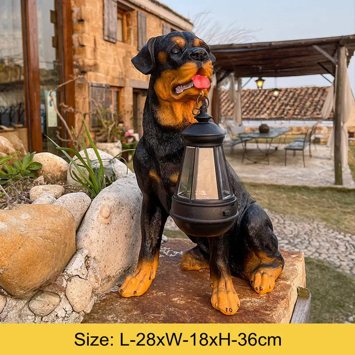 Solcel-drevet utendørs harpiks hundestatue lampe | Luvikno