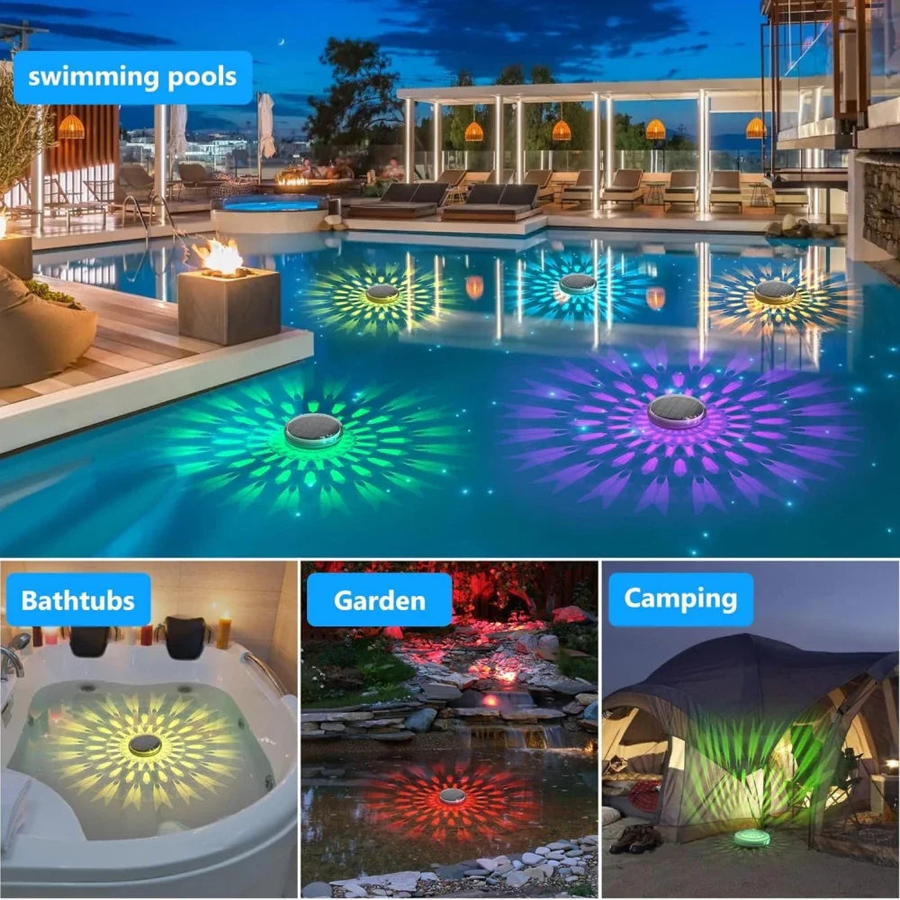Luvikno | Solar-Poollight LumiFloat RGB | Flytende LED Lys med Farge Endring | IPX7 Vanntett | For Basseng, Boblebad & Fest