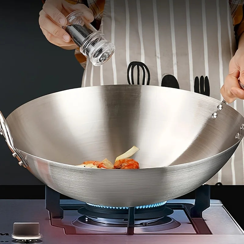 ChefMaster – Stor rustfritt stål wok med dobbel håndtak Luvikno