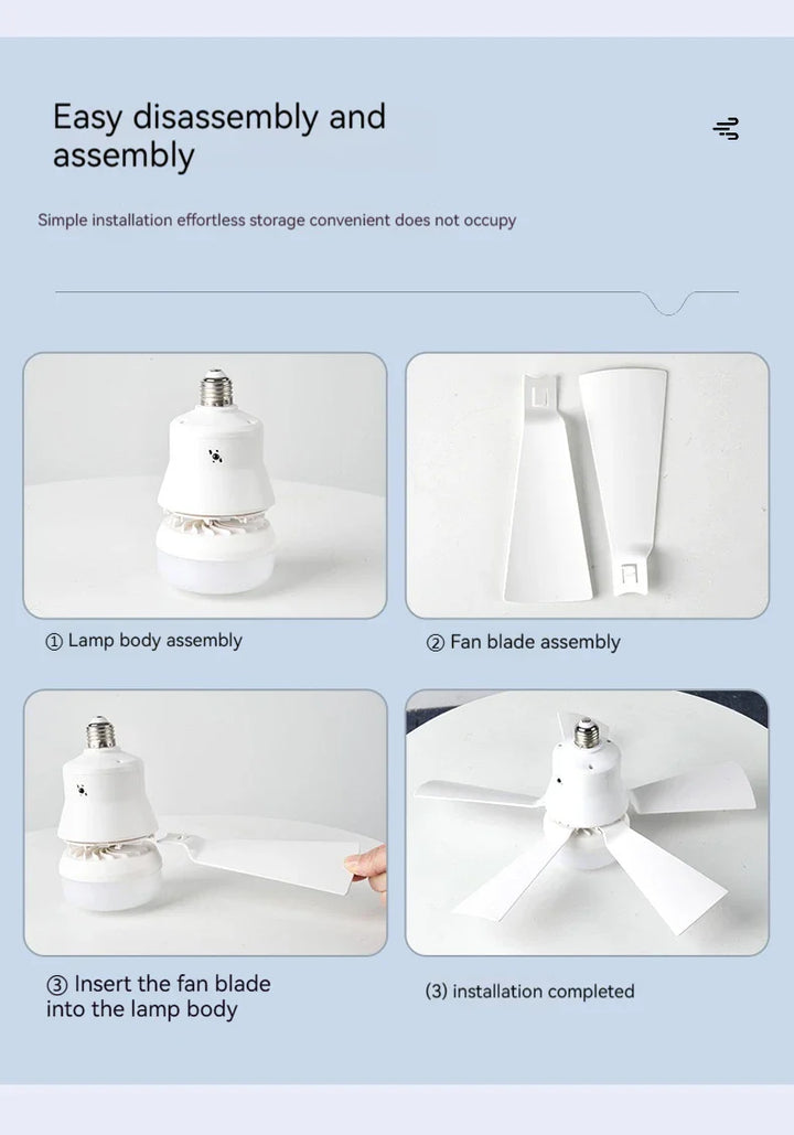 30W E27 Takvifte Lys med Fjernkontroll - LED Dimming Funksjon, Intelligent Stille Vifte for Soverom & Stue | Luvikno