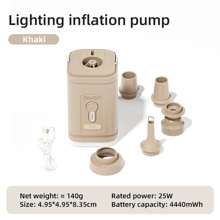 Luvikno | Utendørs Luftpumpe AeroBlow Mini | Elektrisk & USB Oppladbar | Bærbar & Trådløs | For Luftmadrasser & Vakuumposer