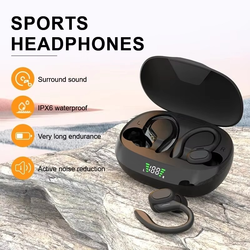SP16 Ekte Trådløse Ørepropper med Ørekroker, Vanntette Sport Øretelefoner med Mikrofon og HiFi Stereo Lyd Luvikno