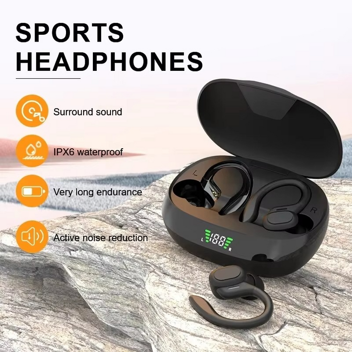 SP16 Ekte Trådløse Ørepropper med Ørekroker, Vanntette Sport Øretelefoner med Mikrofon og HiFi Stereo Lyd Luvikno