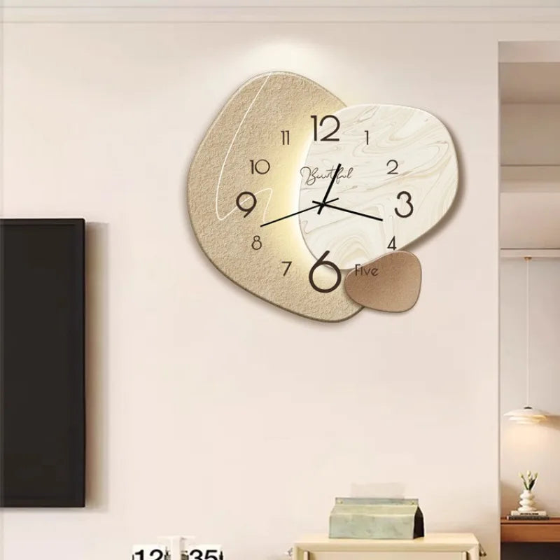 Moderne design veggklokke for stue – Stilig, stille veggklokke for elegant romdekorasjon | Luvikno