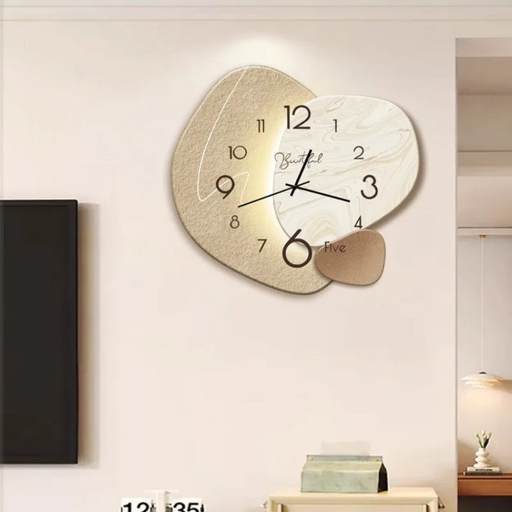 Moderne design veggklokke for stue – Stilig, stille veggklokke for elegant romdekorasjon | Luvikno