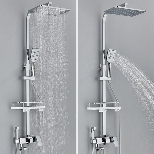 Luvikno | RainFlow Luxe Regn Dusjsett – justerbar messinglyd dusjarmatur med 4 funksjoner