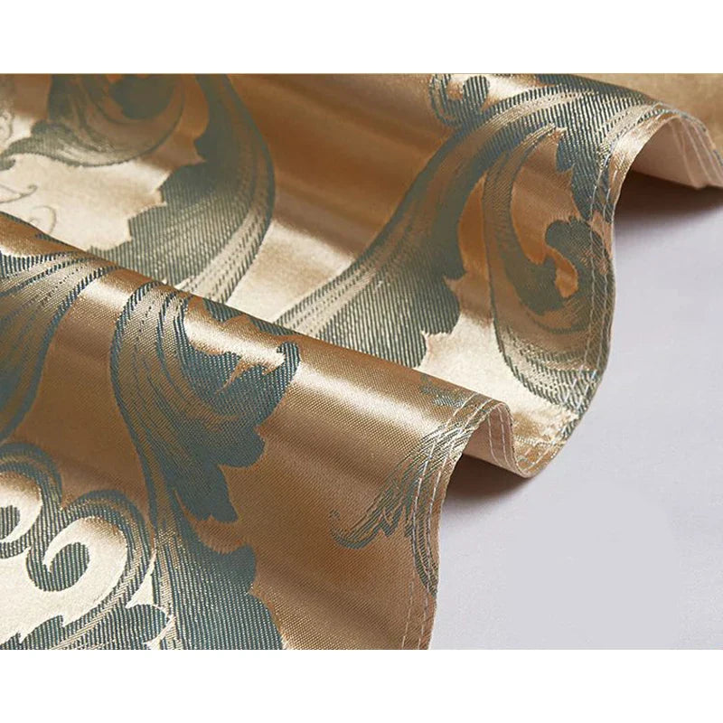 Luvikno | Luksuriøst Satin Rayon Jacquard Dynecover i Gull & Blå