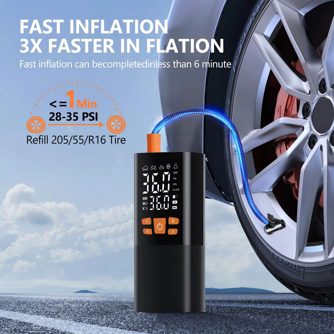 Bærbar dekkpumpe luftkompressor, 180 PSI oppladbar pumpe med 25000mAh batteri Luvikno