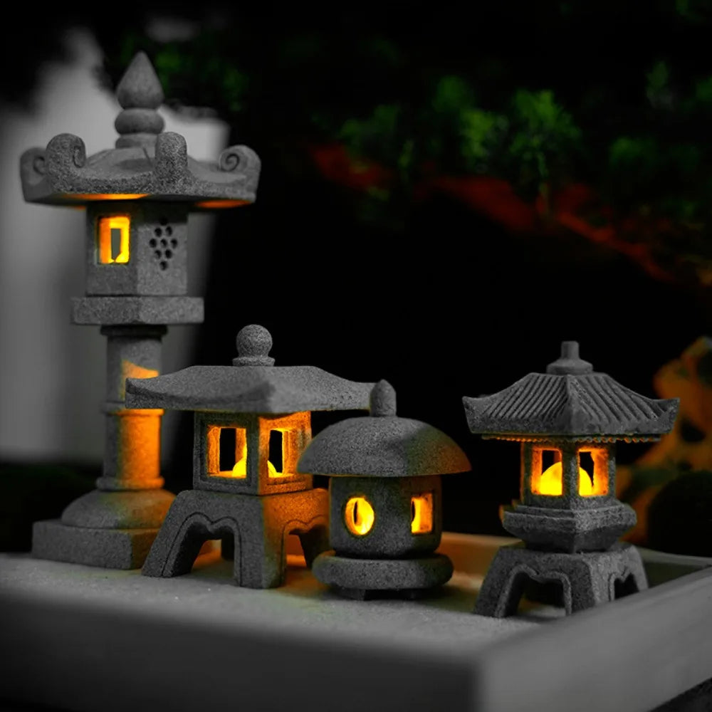 Luvikno | Mini-Pagoda ZenStone | Sandstein Dekorasjon | For Hage, Bonsai & Zen Oaser | Håndlaget
