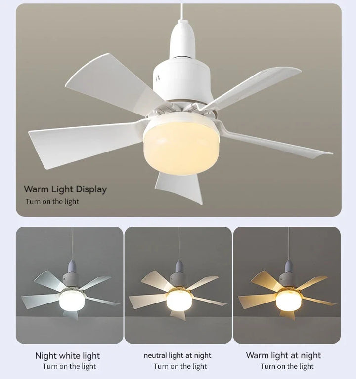 30W E27 Takvifte Lys med Fjernkontroll - LED Dimming Funksjon, Intelligent Stille Vifte for Soverom & Stue | Luvikno