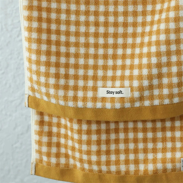 Retro Liten Rute Bomull Håndkle – Mykt & Absorberende Håndkle til Husholdning | Luvikno