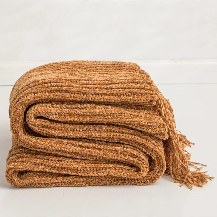HeartCozy Blanket – Luxe Chenille Blanket with Heart Fringes Luvikno