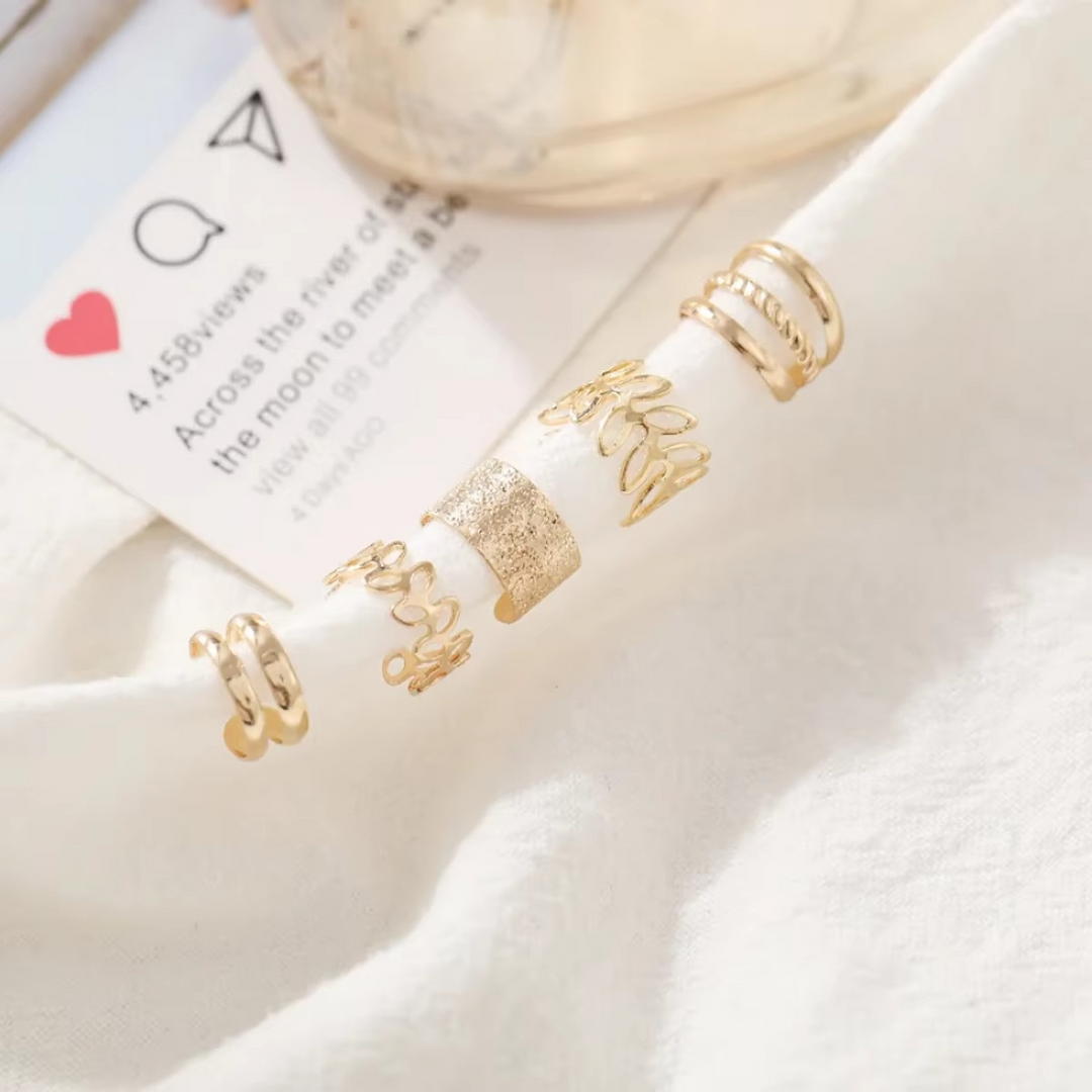 Elegant Gold Leaf Clip-On Øreklips Sett for Kvinner Luvikno