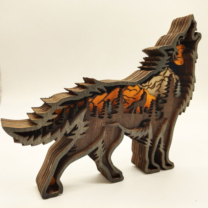 Nightglow Wooden Craft Wolf Decor | Luvikno
