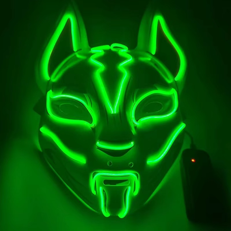 Luminous LED Full Face Fox Maske for Halloween & Cosplay Luvikno